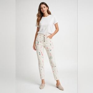 Kerri Rosenthal Paint Splatter High Rise Skinny Jeans Size 25